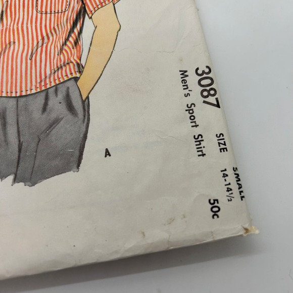 McCalls Vintage 1950's Pattern #3807 Men's Sport Shirt Size S 14-14.5 HTF RARE - Picture 4 of 6